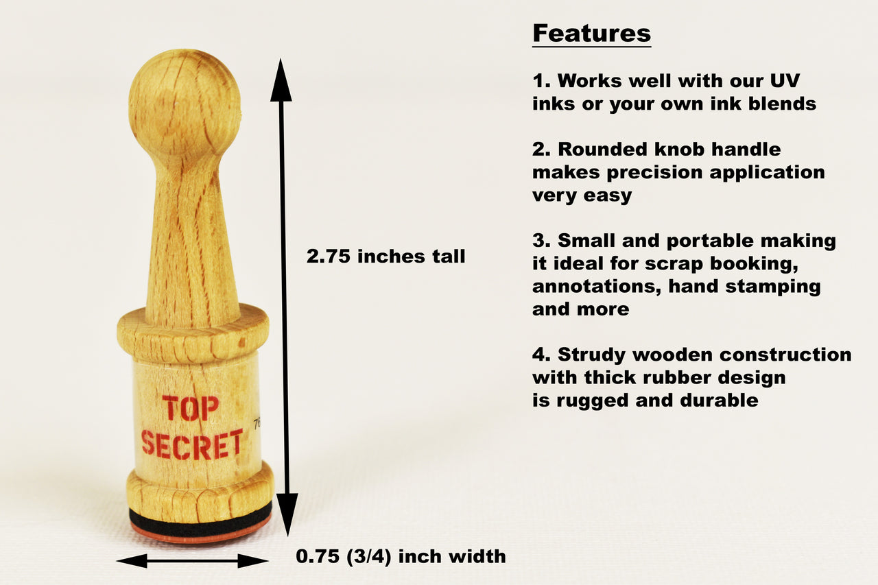 Top Secret Dry Rubber Peg Stamp for Arts Crafts Security Glow Party