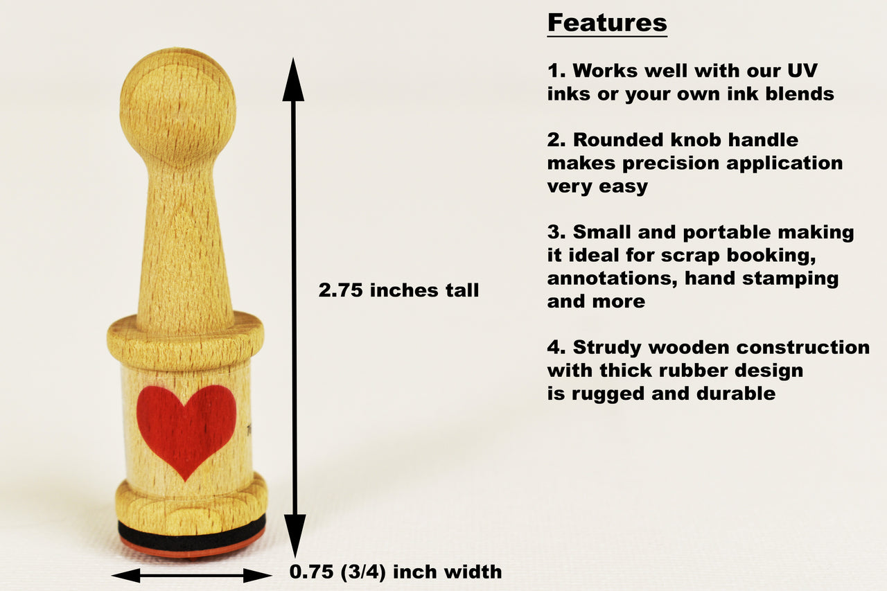 Heart Dry Rubber Peg Stamp for Arts Crafts Security Glow Party