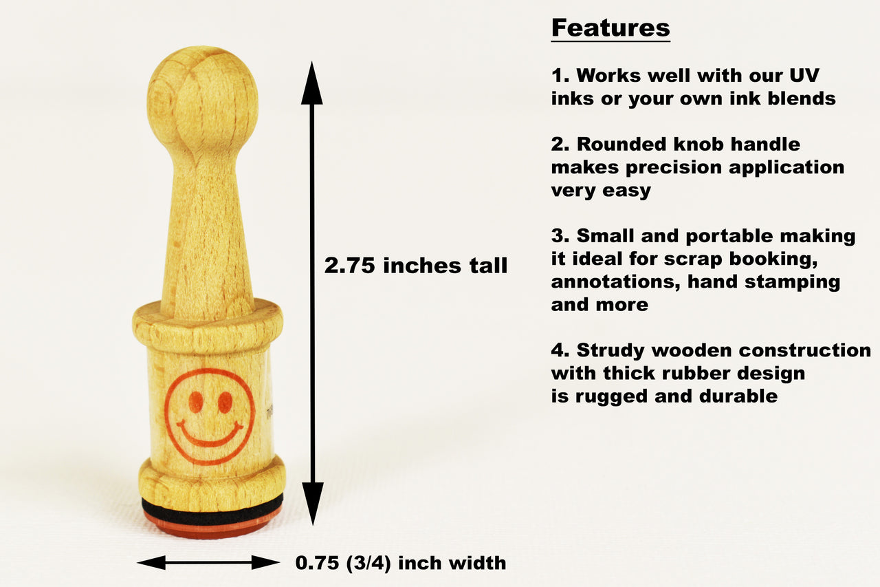 Smiley Face Dry Rubber Peg Stamp for Arts Crafts Security Glow Party