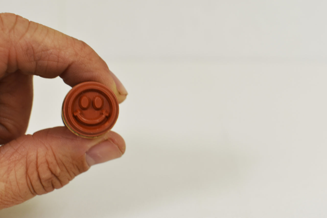 Smiley Face Dry Rubber Peg Stamp for Arts Crafts Security Glow Party