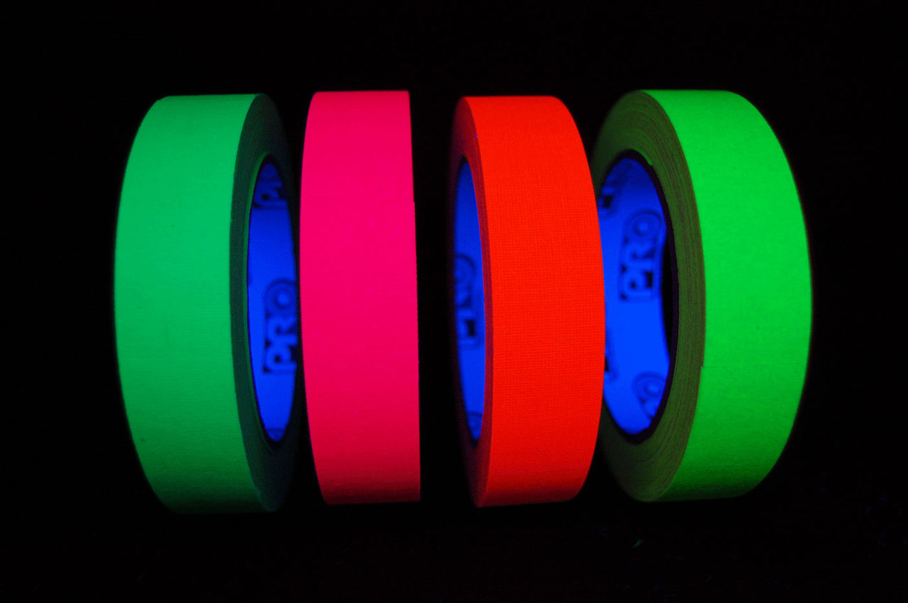 4 Pack 1 Inch UV Blacklight Reactive Fluorescent Gaffer Tape 4 Rolls x 20 Yards