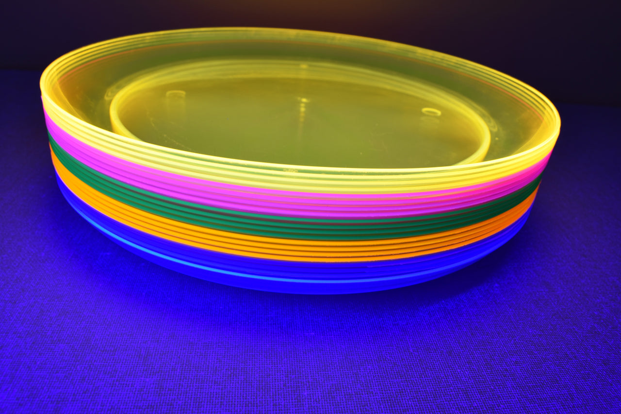 10.25 inch Neon UV Blacklight Reactive Glow Party Plates- 20 Count