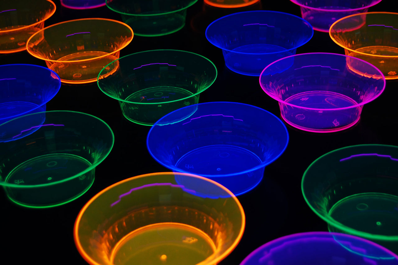 10 Ounce Neon UV Blacklight Reactive Glow Party Bowls- 20 Count