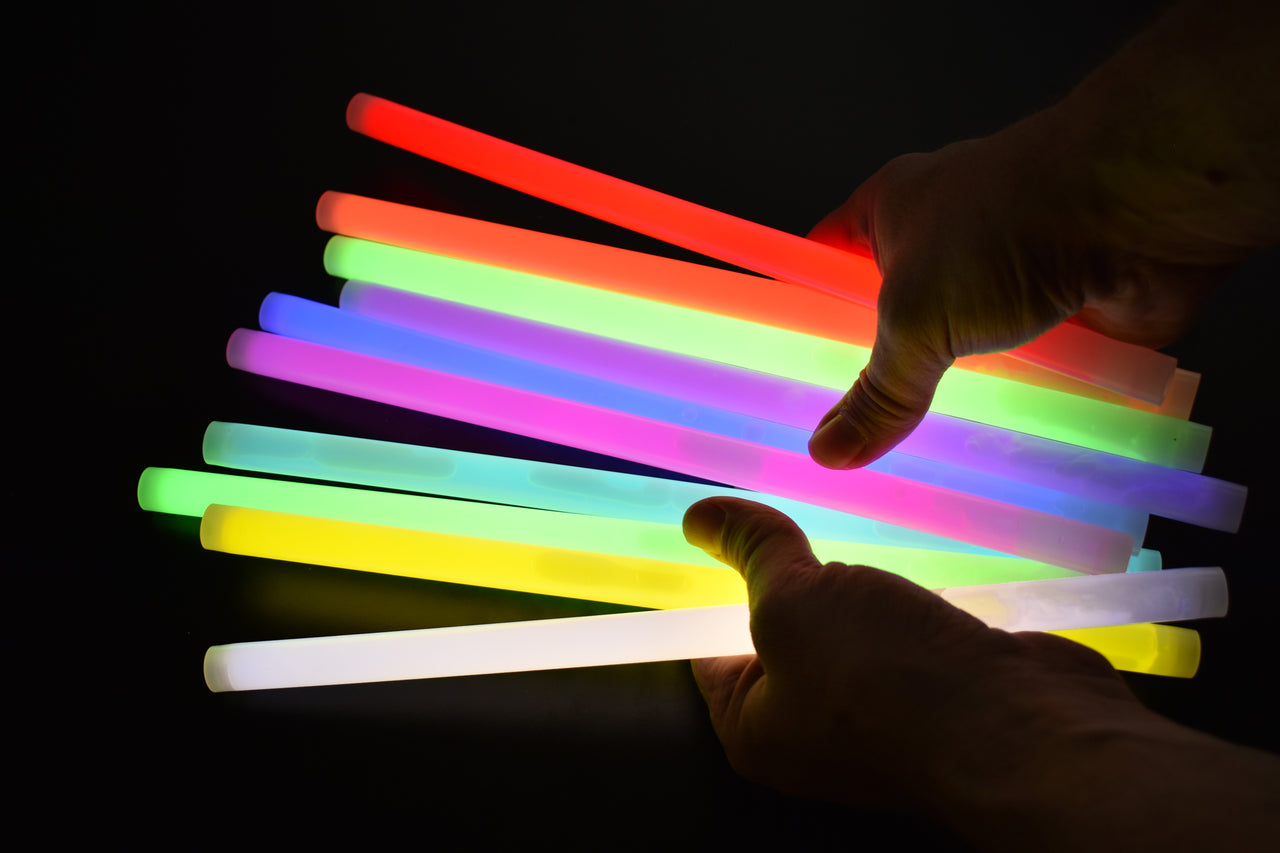 12 inch 15mm Assorted Premium Glow Sticks- 10 Per Package