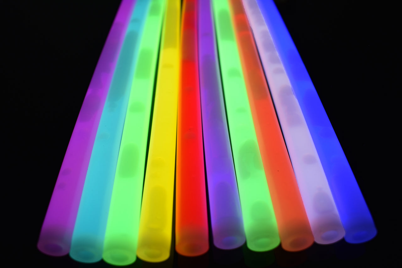 12 inch 15mm Assorted Premium Glow Sticks- 10 Per Package