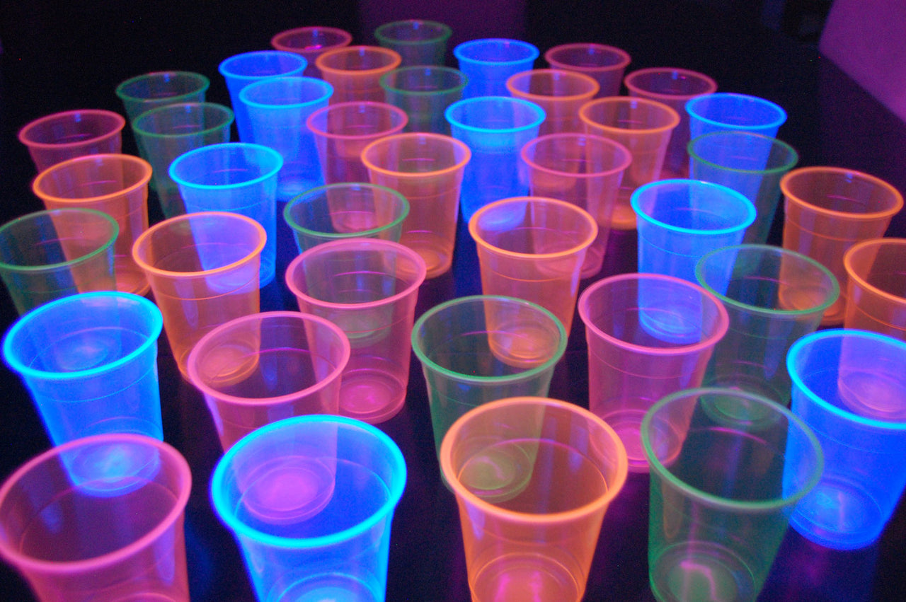 12oz Neon Assorted UV Blacklight Reactive Soft Plastic Glow Party Cups