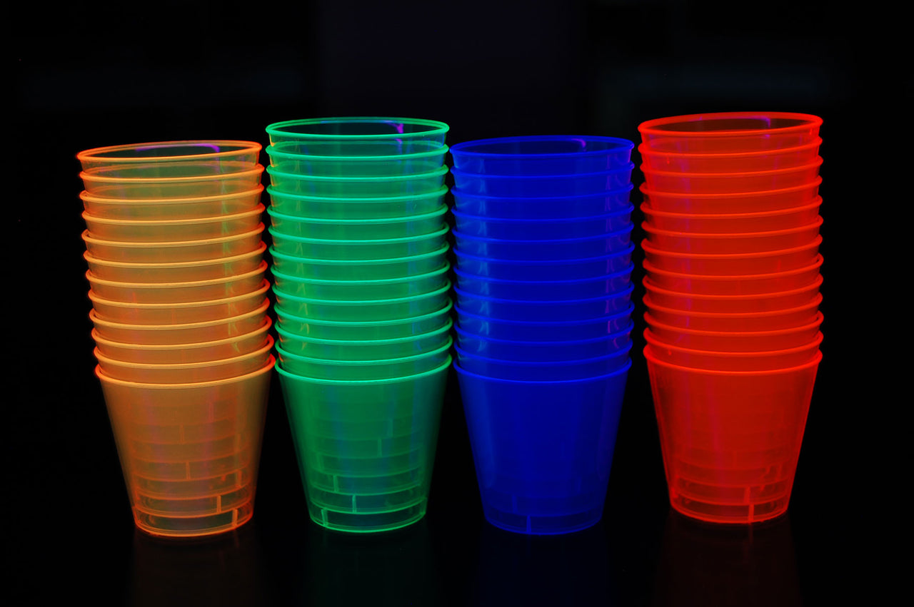 1 Ounce 50ct Neon UV Blacklight Reactive Glow Party Shot Glasses