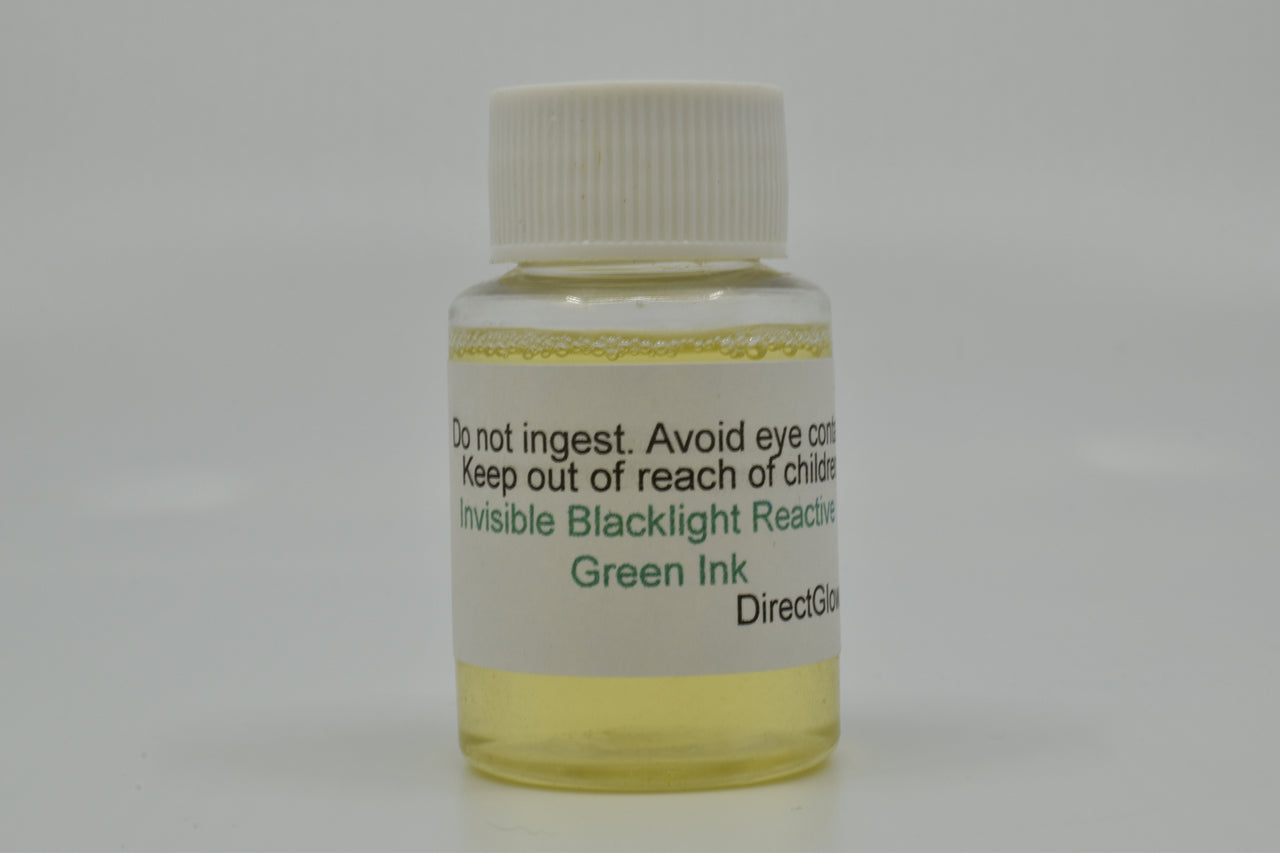 DirectGlow Premium Bright Green UV Blacklight Reactive Invisible Ink 1 Ounce Bottle