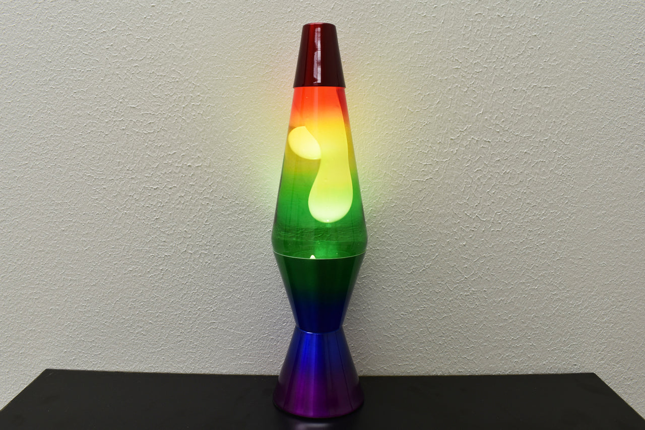 14.5 inch 20oz Color Max Rainbow Lava Brand Motion Lamp Clear Liquid White Lava