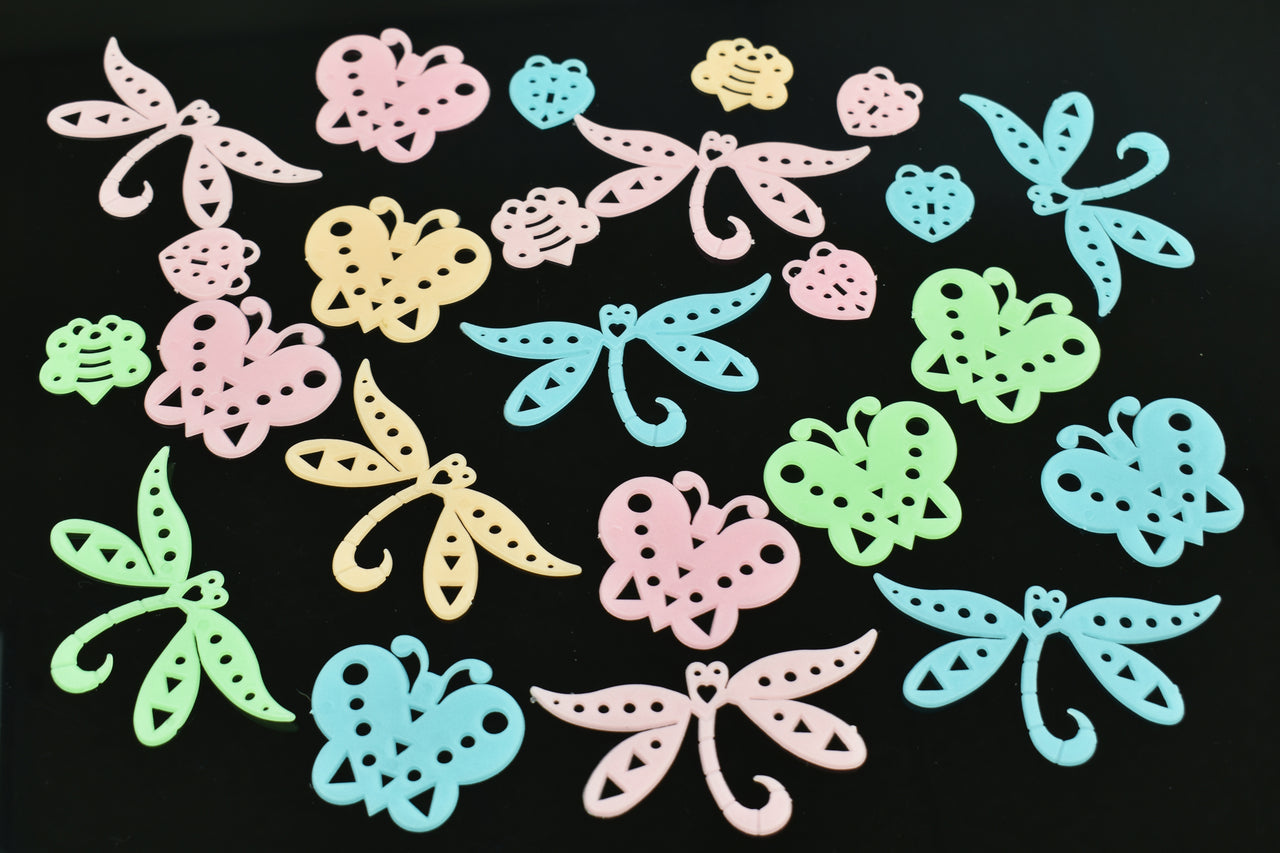 24 Piece Glow in the Dark Multicolor Butterflies Wall Ceiling Decor