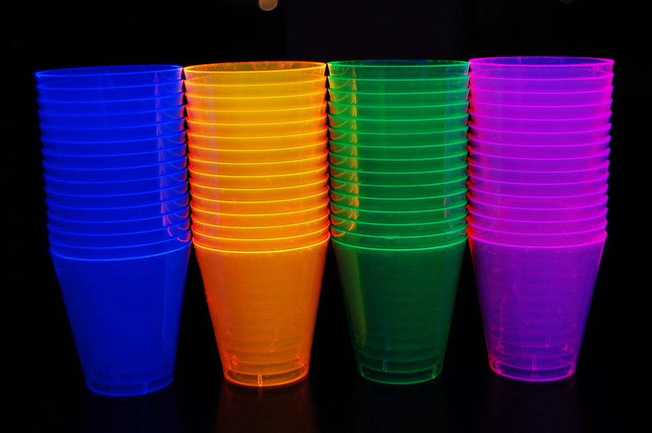 2 Ounce 60ct Neon UV Blacklight Reactive Glow Party Shot Glasses
