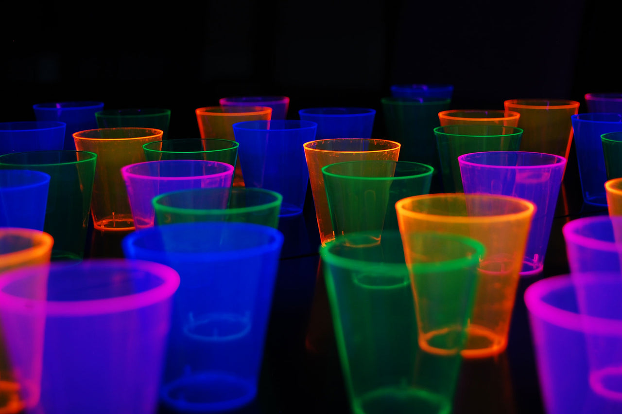 2 Ounce 60ct Neon UV Blacklight Reactive Glow Party Shot Glasses