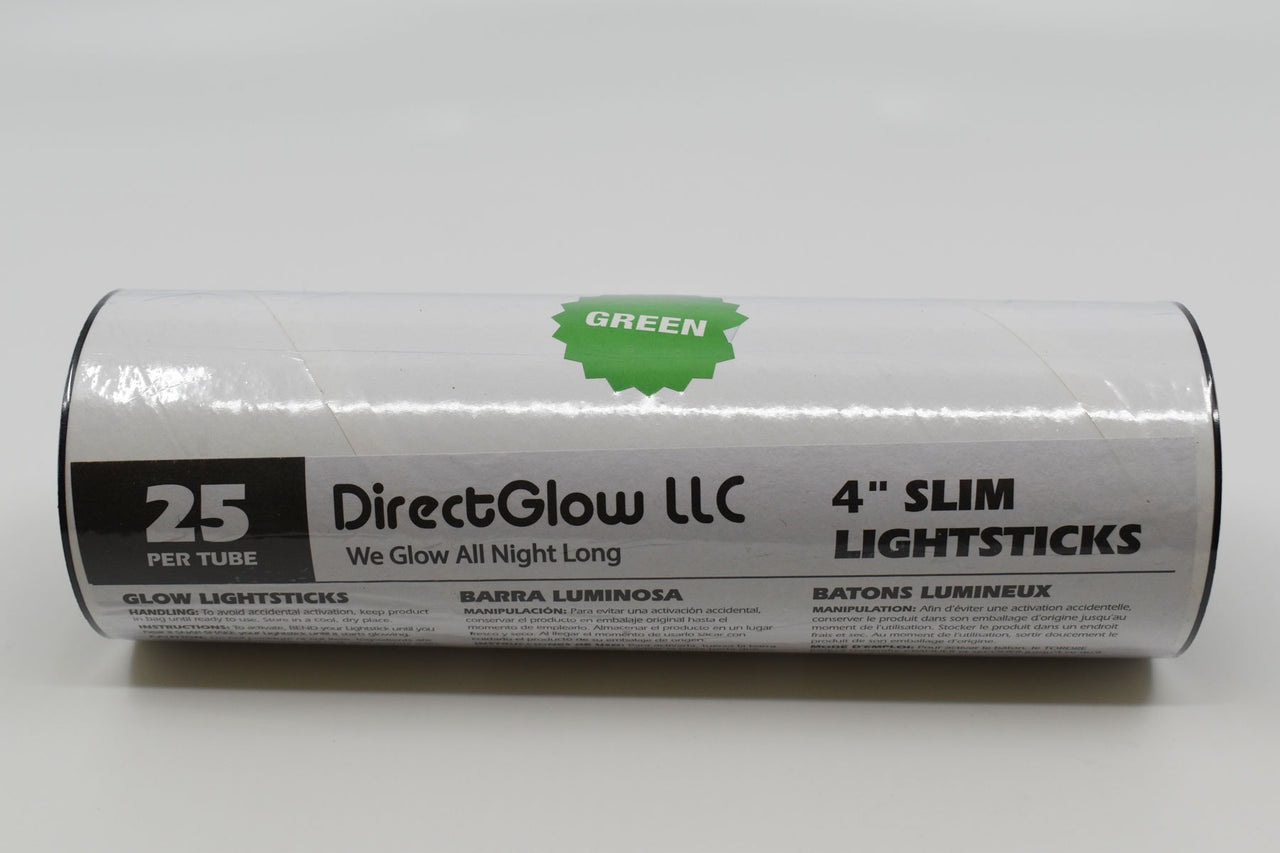 4 inch 10mm Green Glow Sticks- 25 Per Package