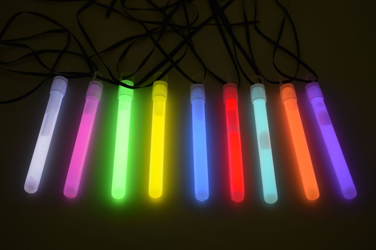 4 inch 10mm Assorted Glow Sticks- 25 Per Package