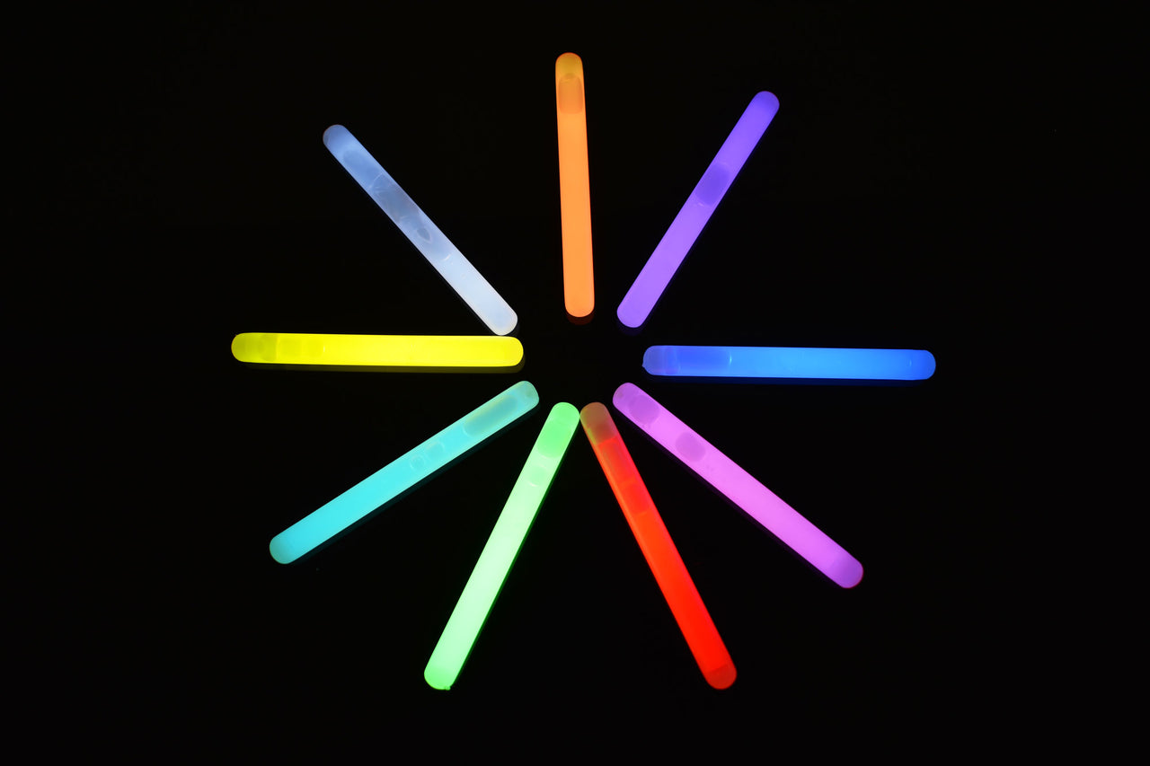 4 inch 10mm Assorted Glow Sticks- 25 Per Package