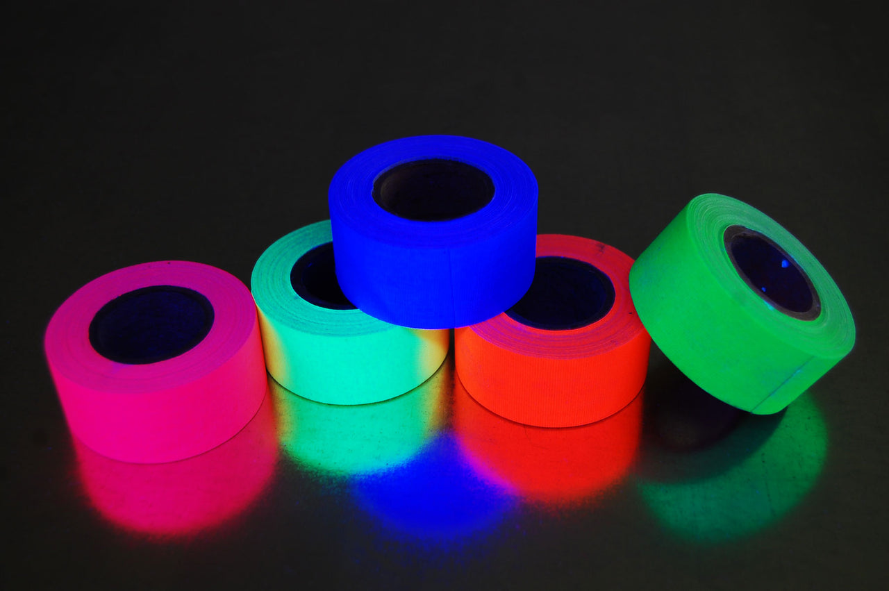5 Pack 1 Inch UV Blacklight Reactive Fluorescent Gaffer Tape 5 Rolls x 6 Yards