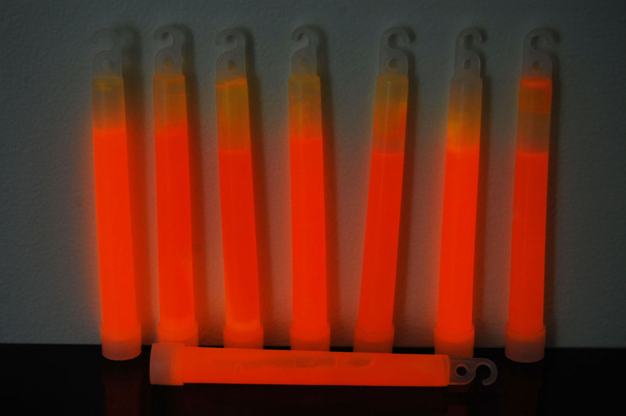 6 inch 15mm Orange Premium Safety Glow Sticks- Single Packs
