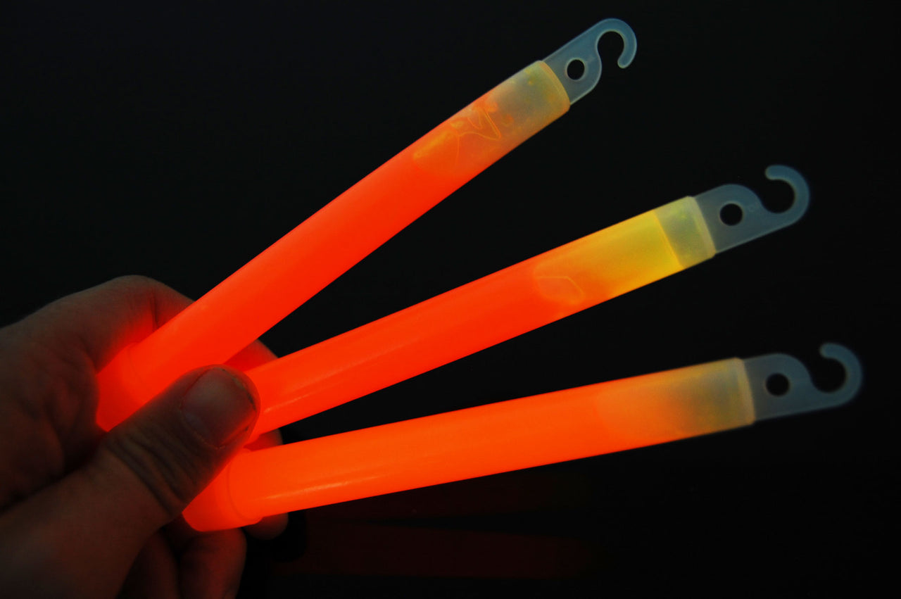 6 inch 15mm Orange Premium Safety Glow Sticks- 25 Per Package