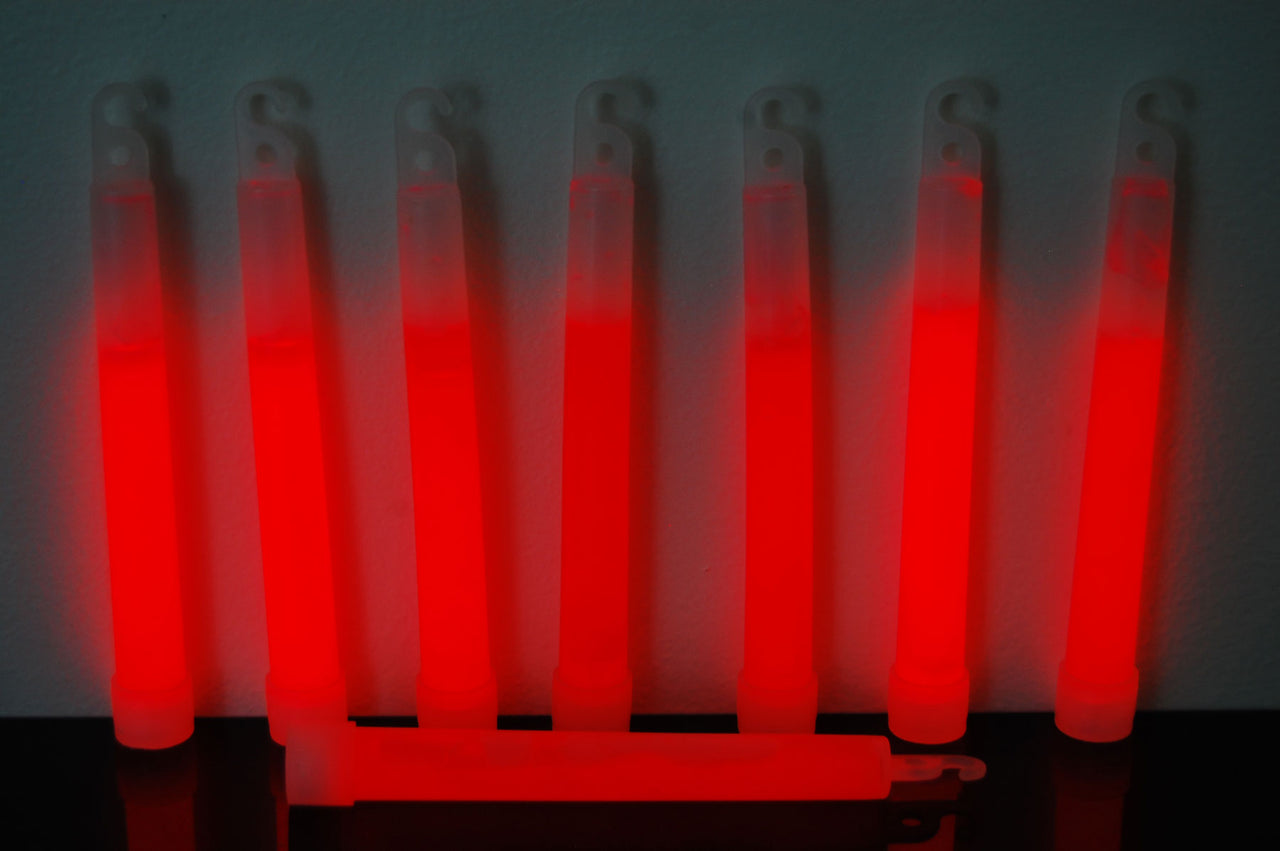 6 inch 15mm Red Premium Safety Glow Sticks- Single Packs
