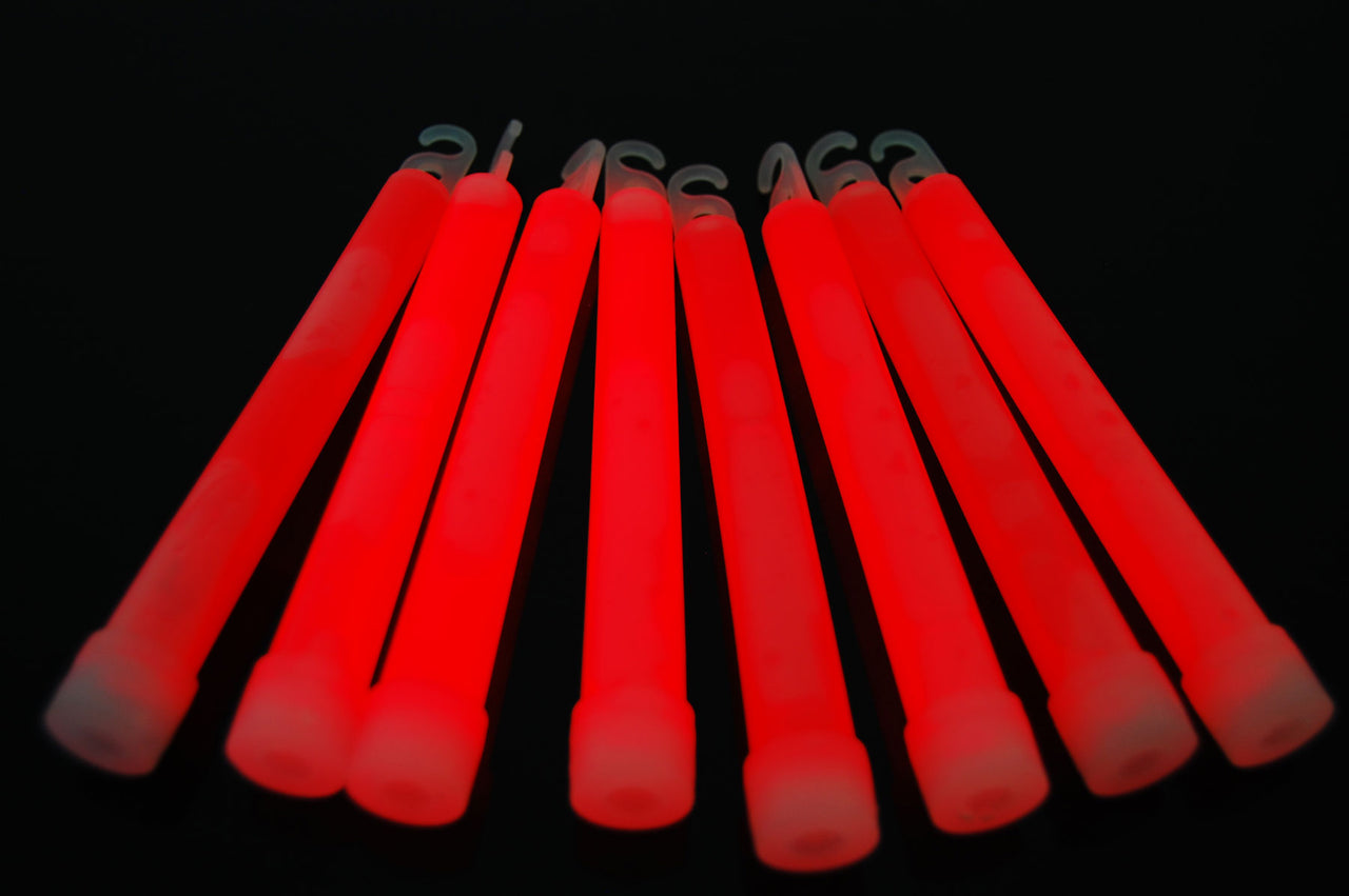 6 inch 15mm Red Premium Safety Glow Sticks- 25 Per Package