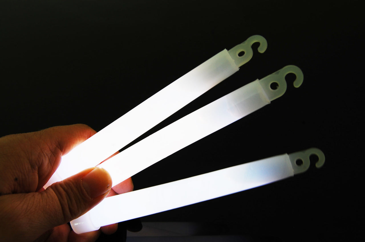 6 inch 15mm White Premium Safety Glow Sticks- 25 Per Package