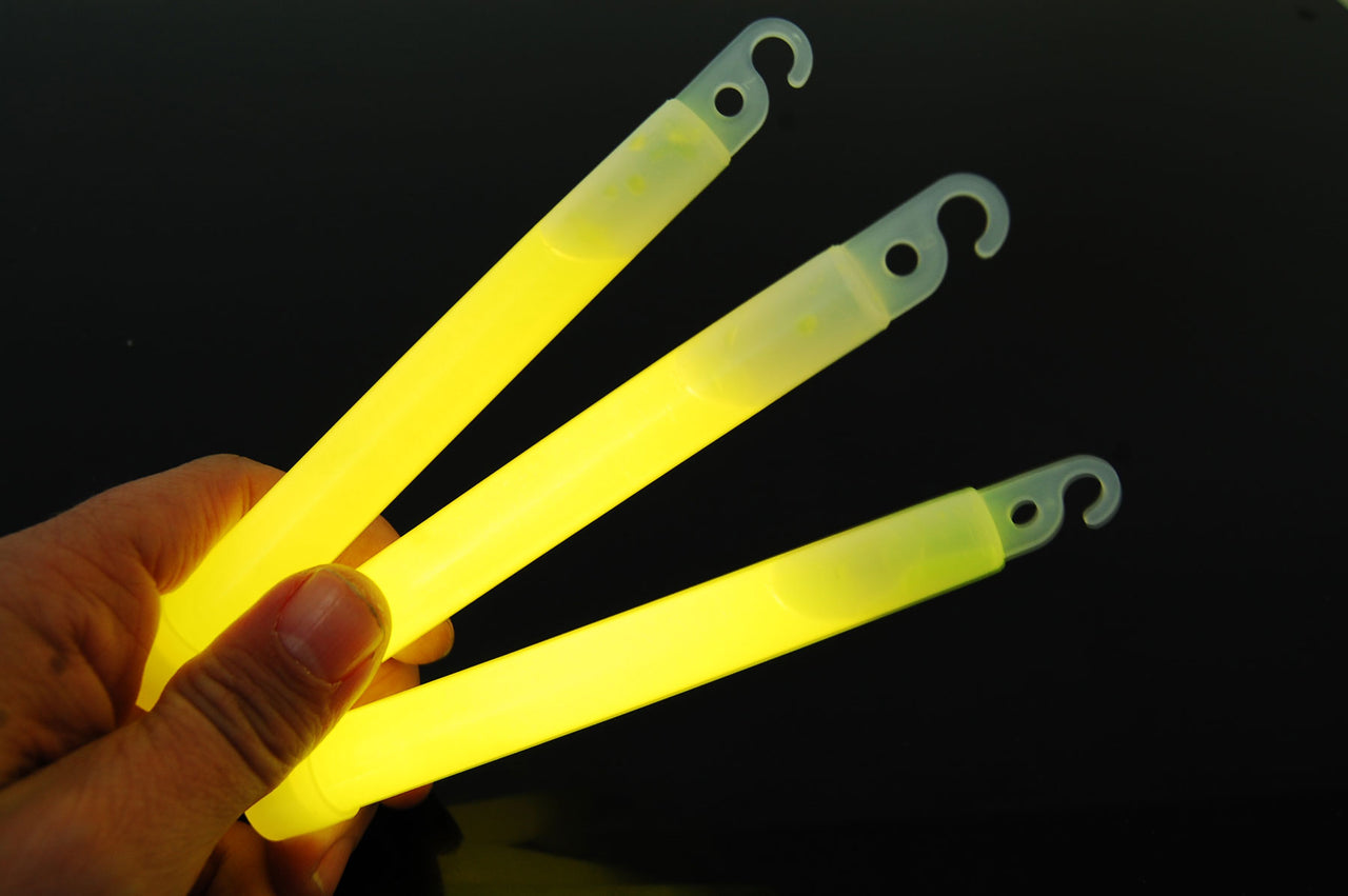 6 inch 15mm Yellow Premium Safety Glow Sticks- 25 Per Package