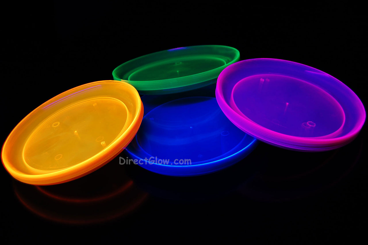 7.5 inch Neon UV Blacklight Reactive Glow Party Plates- 40 Count