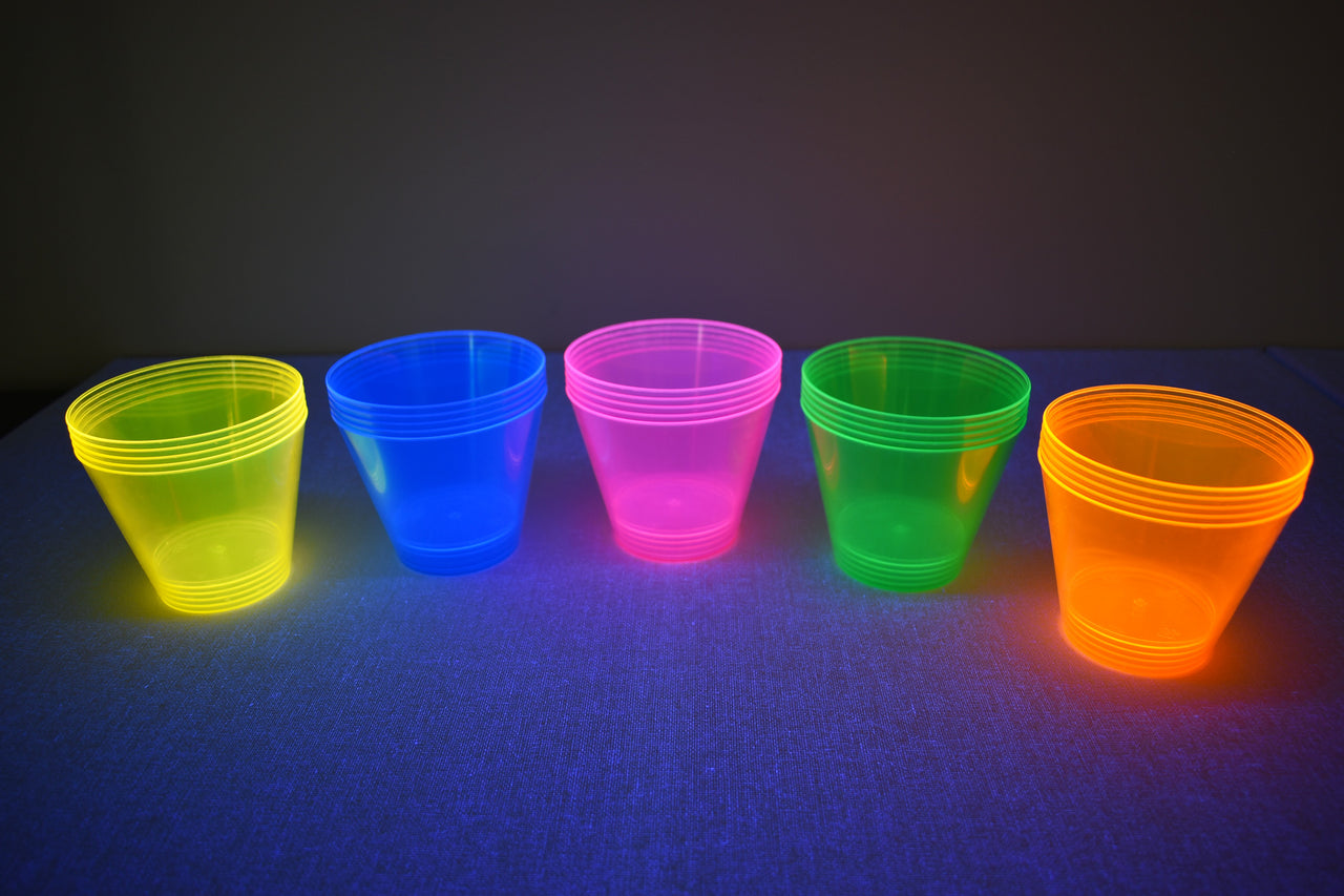 9oz Neon Assorted UV Blacklight Reactive Hard Plastic Glow Party Cups