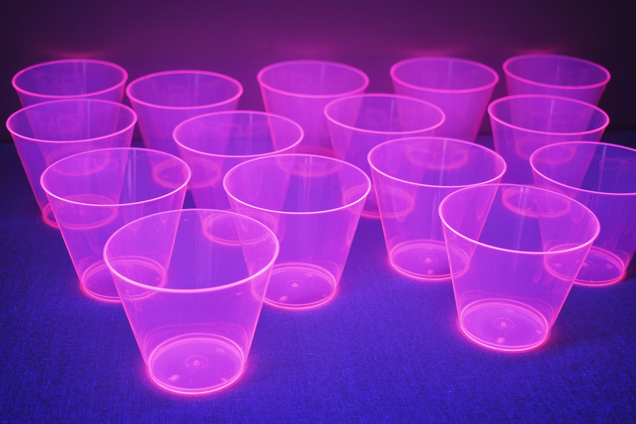 9oz Neon Assorted UV Blacklight Reactive Hard Plastic Glow Party Cups