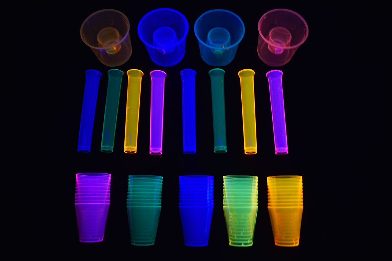 85ct UV Blacklight Reactive Shot Glass Assortment Glow Party Pack