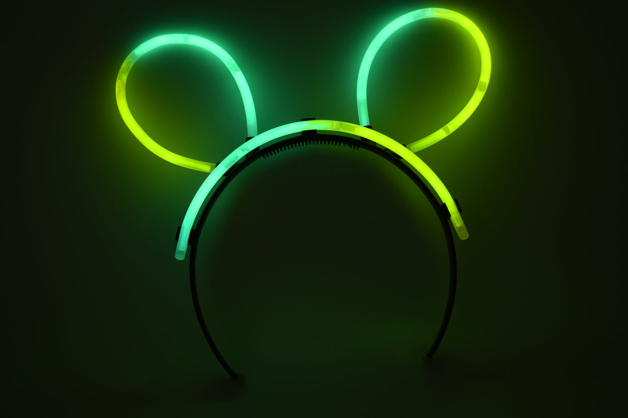 Green Yellow Bi-Color Glow Stick Bunny Ears- 33 Pieces