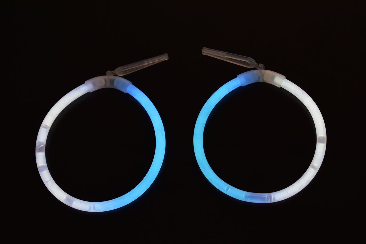 Aqua White Bi-Color Glow Stick Hoop Earrings- 50 Pairs