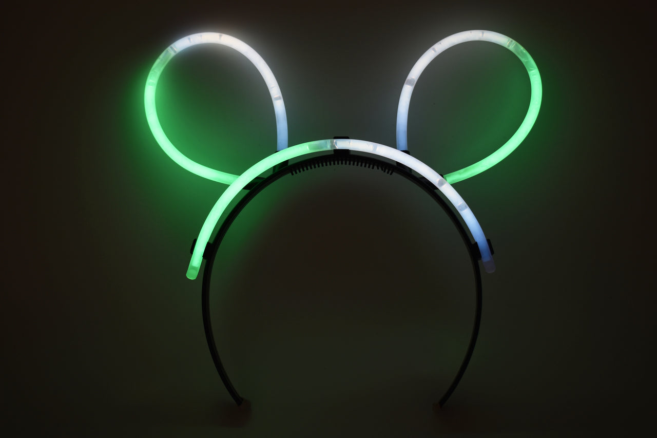 White Green Bi-Color Glow Stick Bunny Ears- 33 Pieces