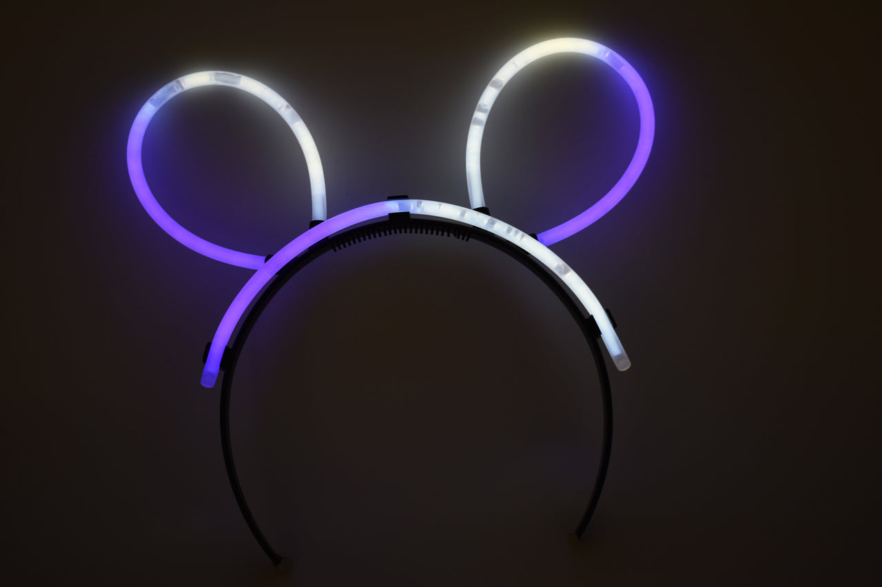 White Purple Bi-Color Glow Stick Bunny Ears- 33 Pieces