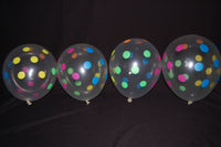 Thumbnail for 11 Inch UV Blacklight Neon Polka Dot Clear Latex Print Balloons