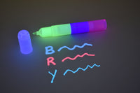 Thumbnail for Blacklight Reactive Invisible UV Ink Marker Pen Large 3 Section Blue Red Yellow