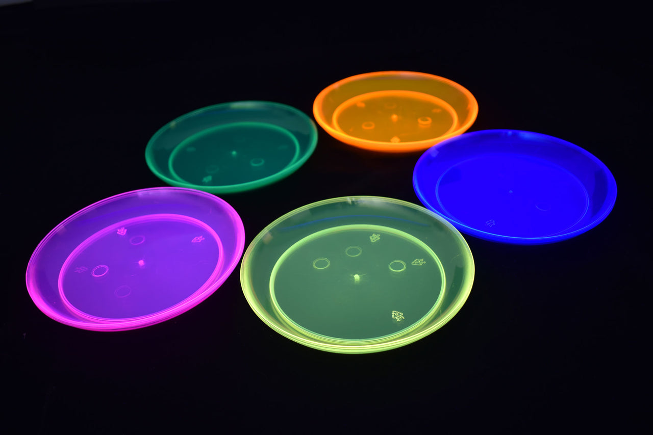 6 inch Neon UV Blacklight Reactive Glow Party Plates- 40 Count