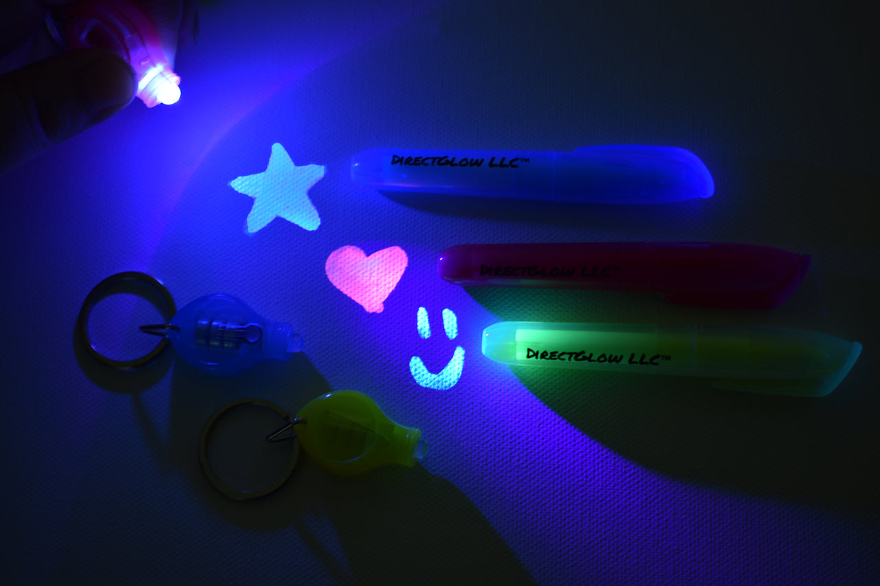 DirectGlow Invisible UV Blacklight Reactive Ink Marker with Separate UV LED Light