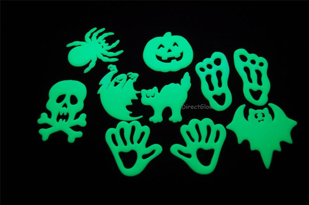 10 Large Halloween Glow in the Dark Pieces Wall Ceiling Decor