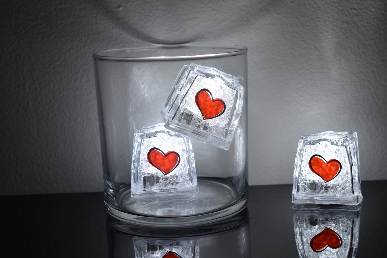 Heart Print LiteCubes 3 Mode Light Up LED Light Up Ice Cubes