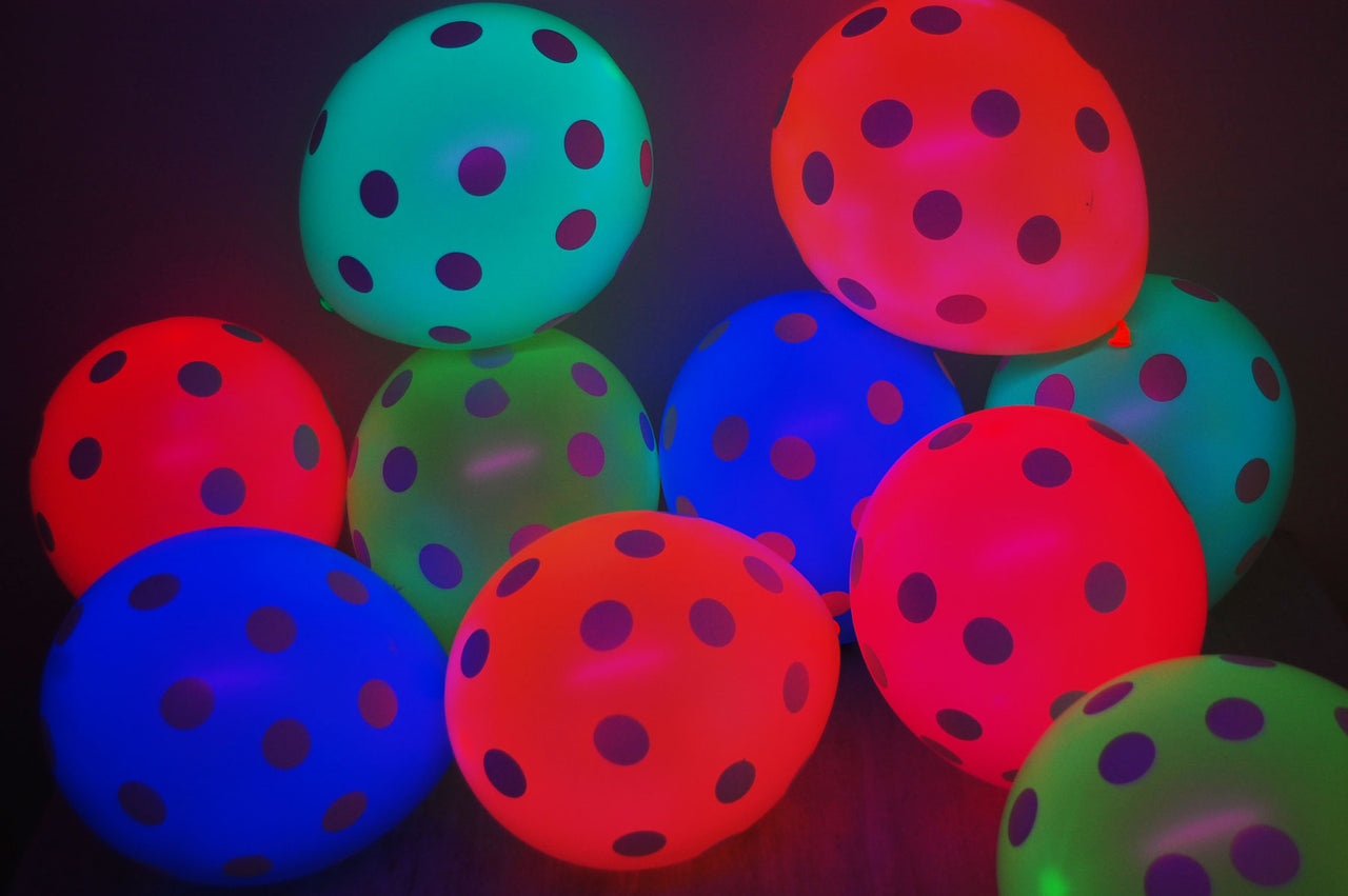 11 Inch UV Blacklight Neon Polka Dot Print Balloons