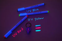 Thumbnail for Opticz 3 Pack Invisible UV Blacklight Ink Marker Blue Red Yellow with UV Light