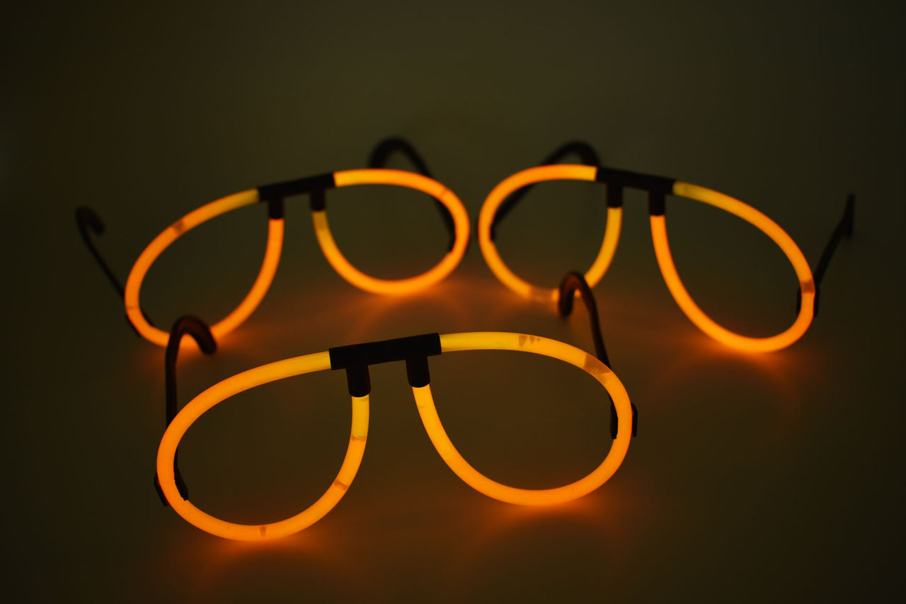 Orange Glow Stick Eye Glasses Bracelets Bulk Pack- 50 Pairs
