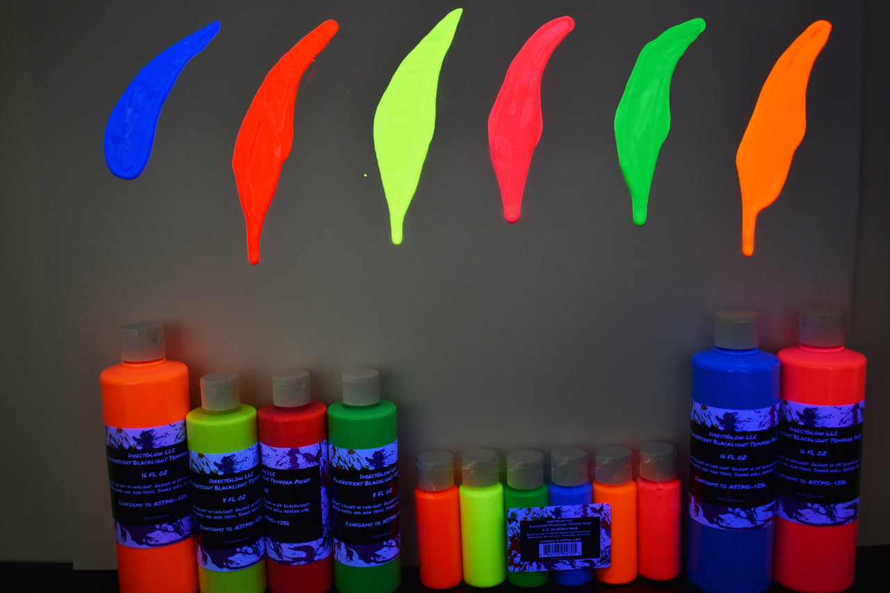 Blacklight Reactive Fluorescent Tempera Glow Party Paint Single Bottles