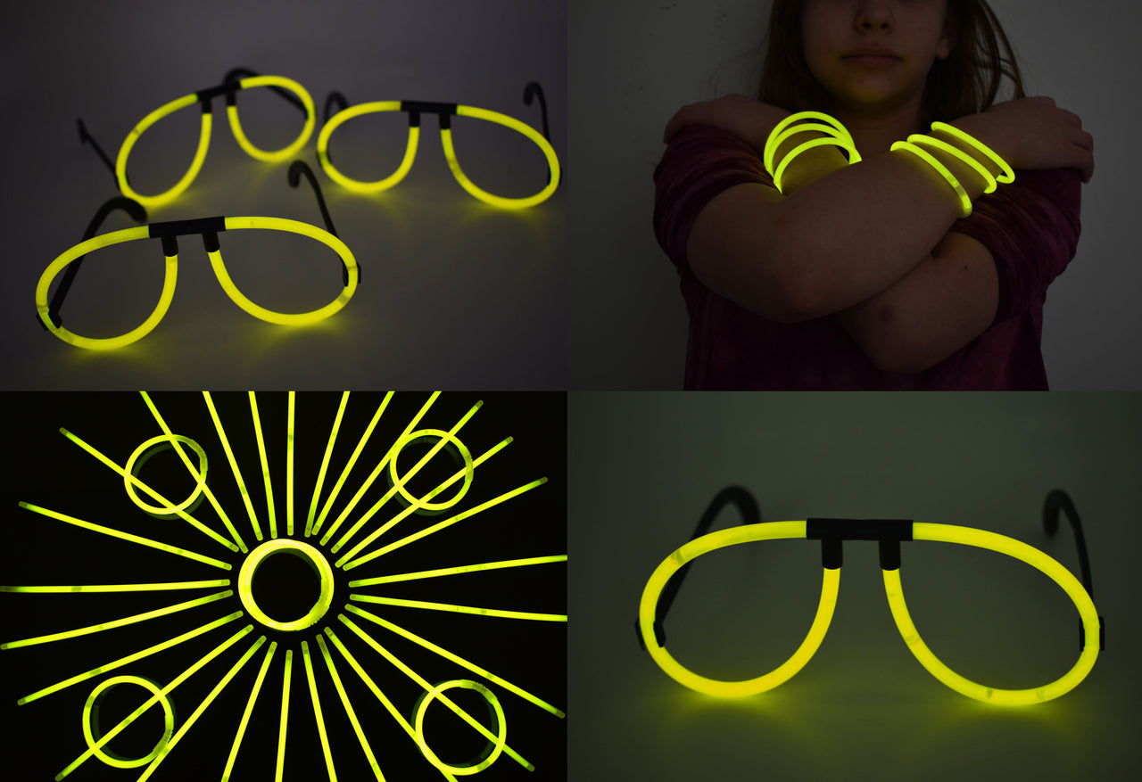 Yellow Glow Stick Eye Glasses Bracelets Bulk Pack- 50 Pairs