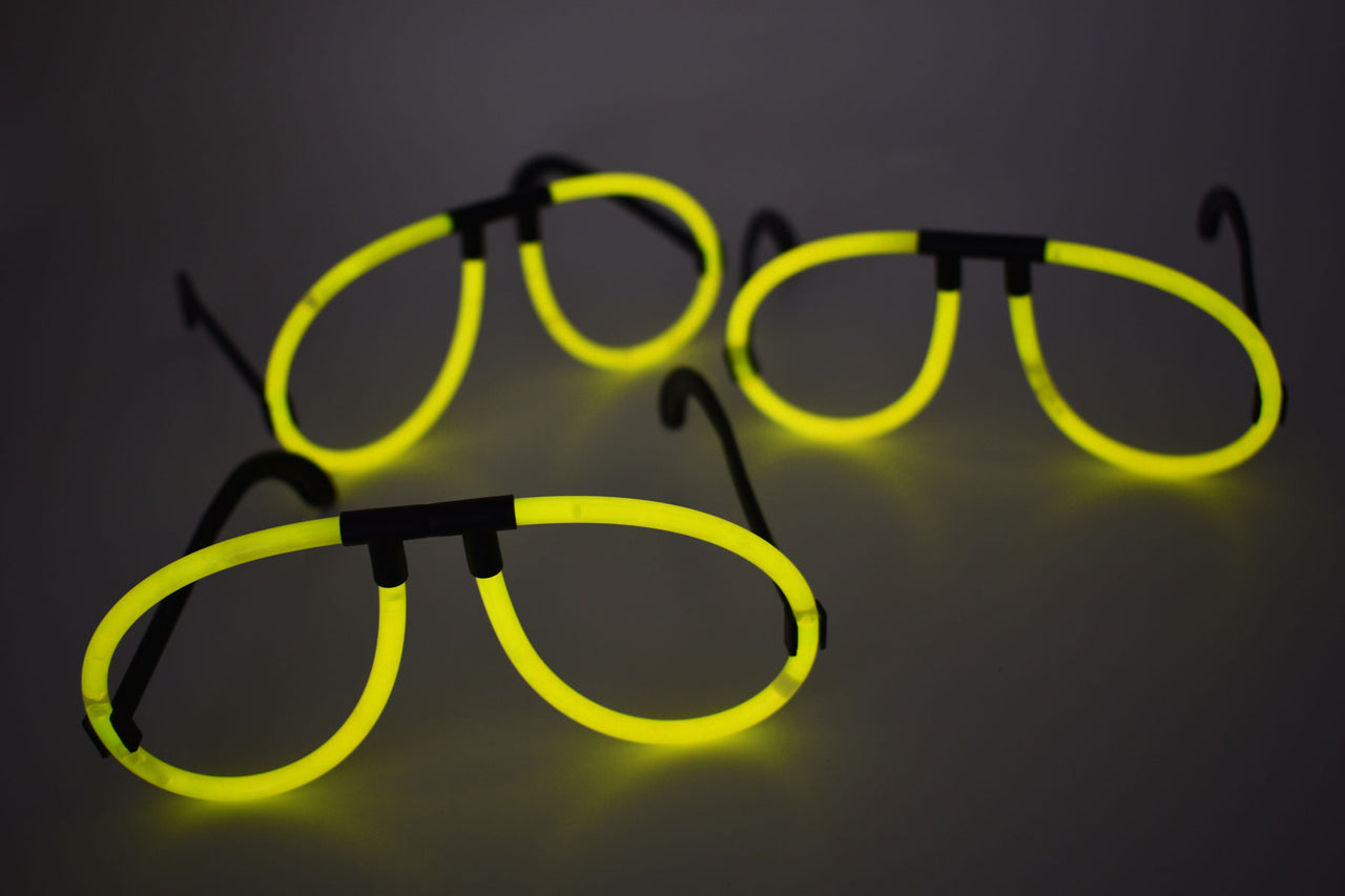 Yellow Glow Stick Eye Glasses Bracelets Bulk Pack- 50 Pairs