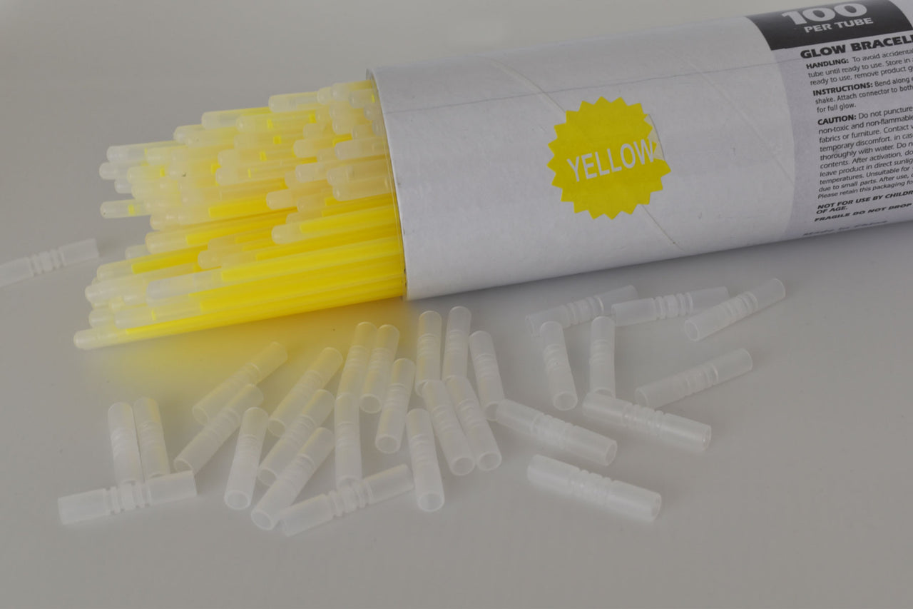 8 inch Premium Yellow Glow Stick Bracelets- 100 per package