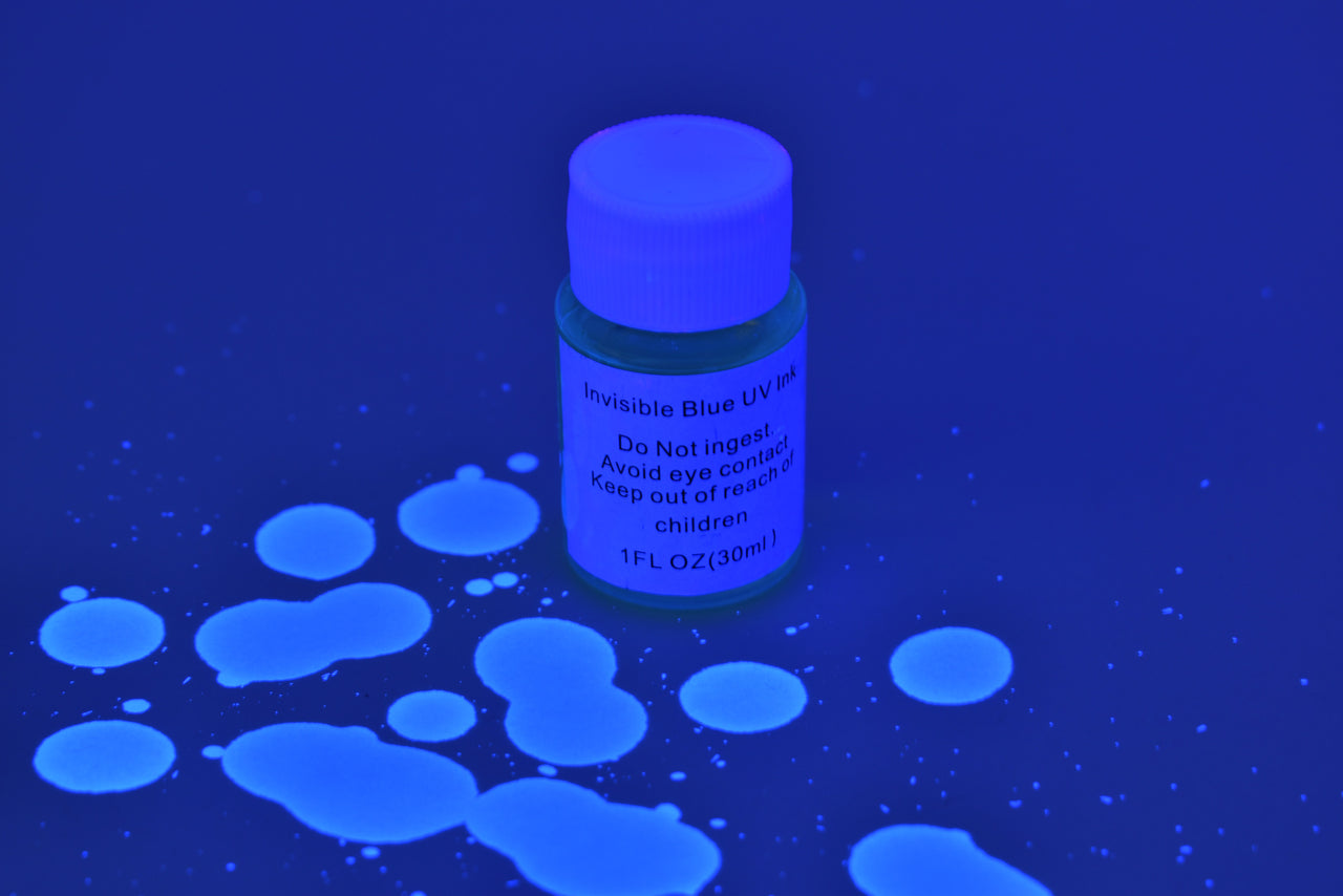 DirectGlow 1 Ounce Invisible Blue UV Blacklight Hand Stamping Security Glow Party Ink