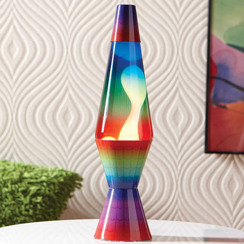 14.5 inch 20oz Color Max Rainbow Lava Brand Motion Lamp Clear Liquid White Lava