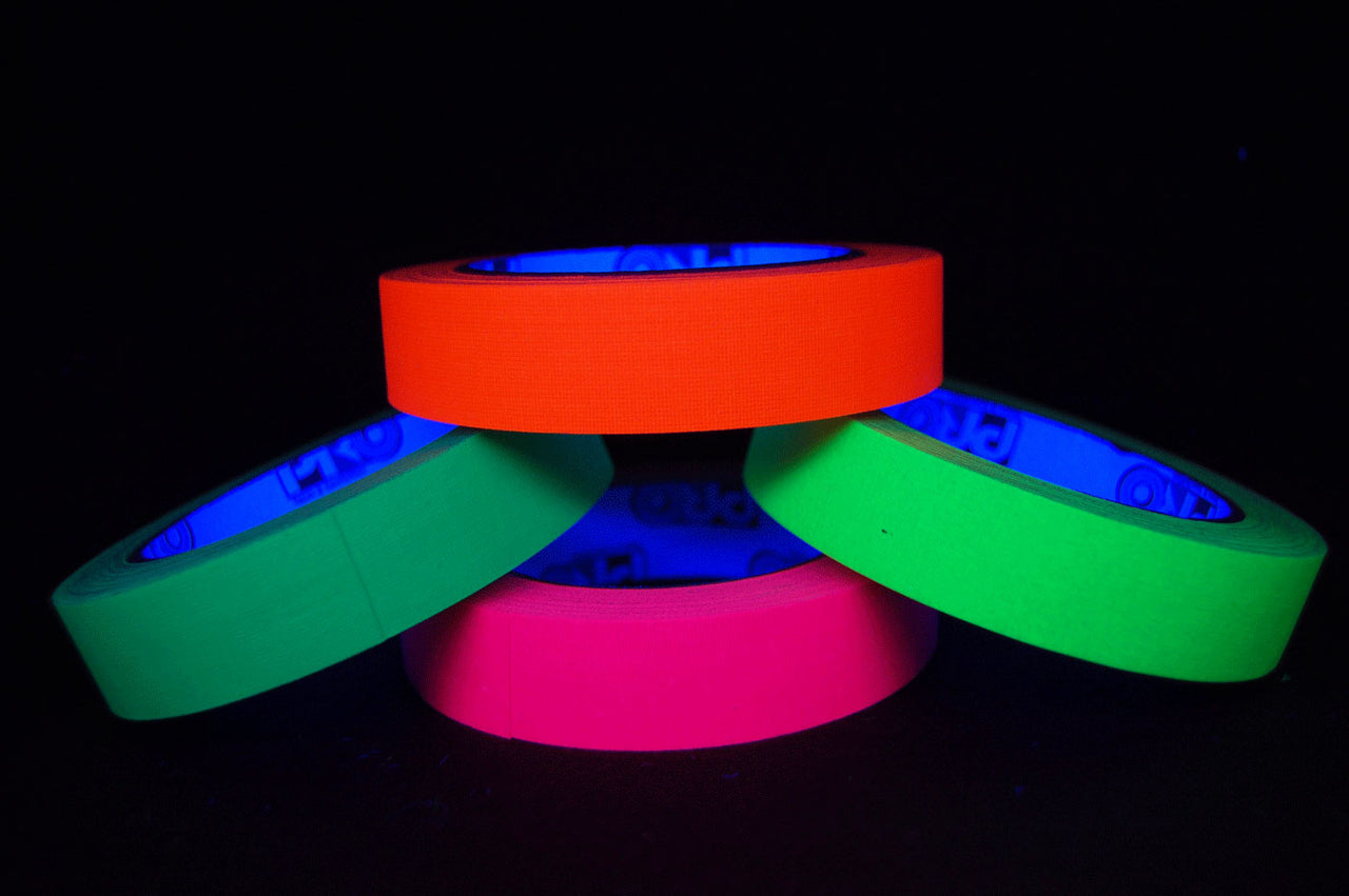 4 Pack 1 Inch UV Blacklight Reactive Fluorescent Gaffer Tape 4 Rolls x 20 Yards